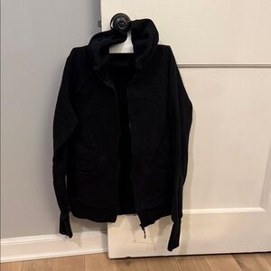Women’s lululemon zip up fleece Black Hooded Jacket, size 8